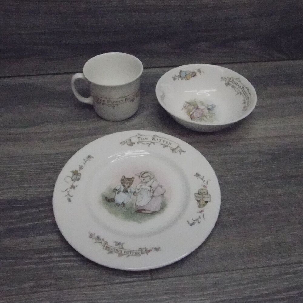 Vintage Royal Albert England WORLD OF BEATRIX POTTER 3 Piece Child's Dish Set